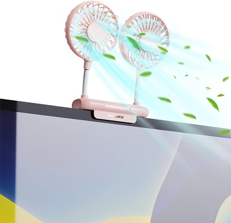 THRRLY Desktop Fan with 2 Rotatable Heads, 3 Speeds, Sturdy Clamp, USB Powered Cooling Fan for Office Desk & Laptop - Image 1